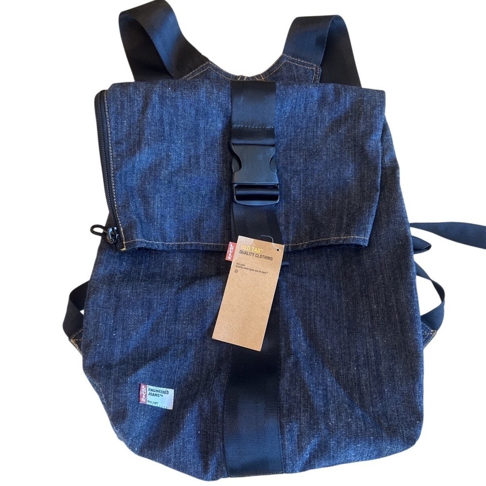 Vintage RARE Y2K 1999 Levi's Denim Jean Backpack‎ RED TAB  Bag Buckle NEW NOS